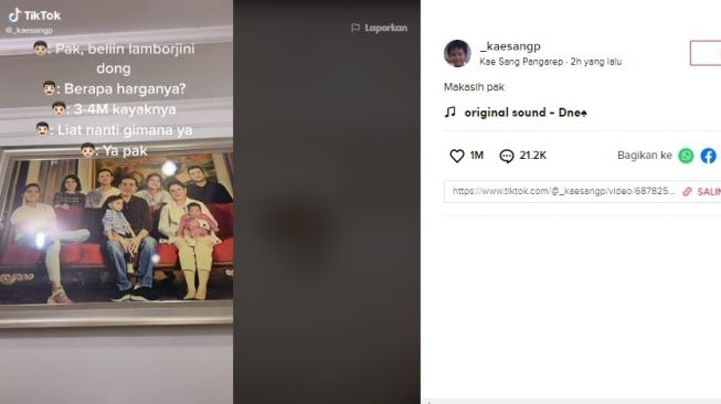 Postingan Kaesang Pangarep minta dibelikan mobil. [TikTok]