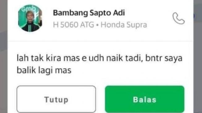 Viral Pengemudi Ojol Tak Sadar Meninggalkan Customernya (Twitter/@outofcontext.id).