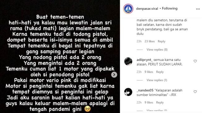 Informasi aksi begal Bali (denpasar.viral)