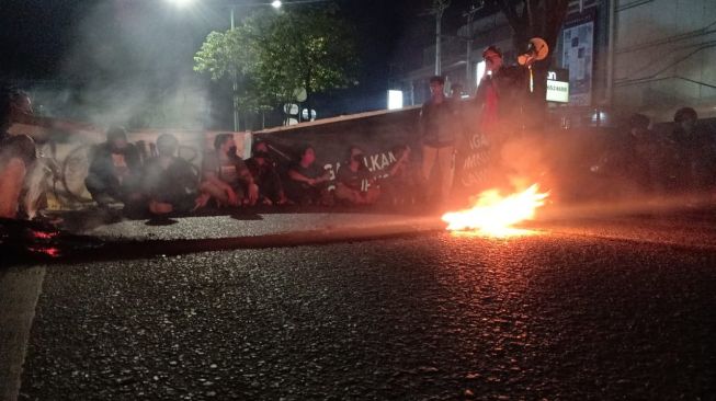 Aksi unjuk rasa cabut RUU Cipta Kerja, Aliansi Mahasiswa se-Kota Samarinda (foto: istimewa0