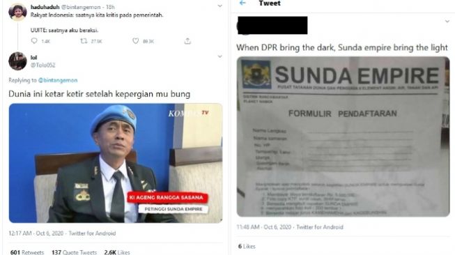 UU Ciptaker Disahkan DPR, Formulir Pendaftaran Sunda Empire Mendadak Viral (Twitter)