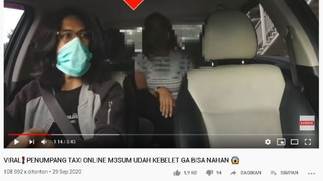 Penumpang taksi online berbuat mesum. (YouTube/Reagie Alvondo)