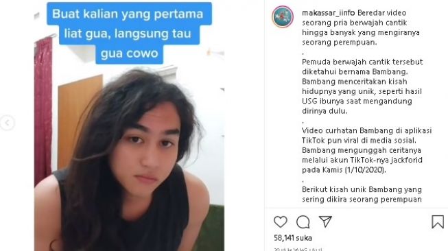 Bambang, cowok cantik yang viral. (Instagram/@m)akassar_iinfo)