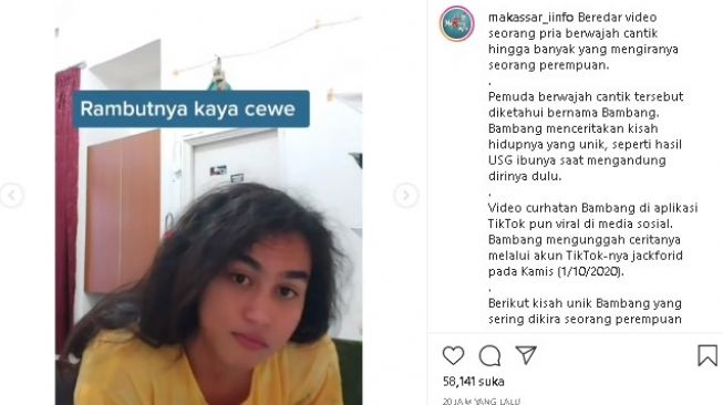 Bambang, cowok cantik yang viral. (Instagram/@m)akassar_iinfo)
