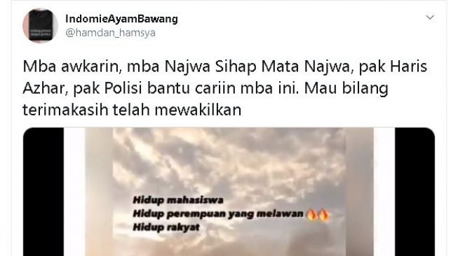 Orasi perempuan yang viral di media sosial. (Twitter/@hamdan_hamsya)