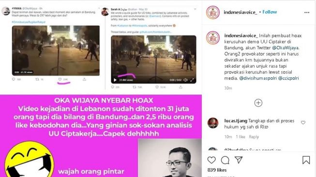 Viralnya video Demonstran Tendang Peluru. (Instagram/@indonesiavoice_)