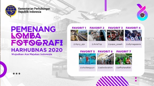 Para pemenang favorit Lomba Fotografi Harbubnas 2020. (Dok : Kemenhub)