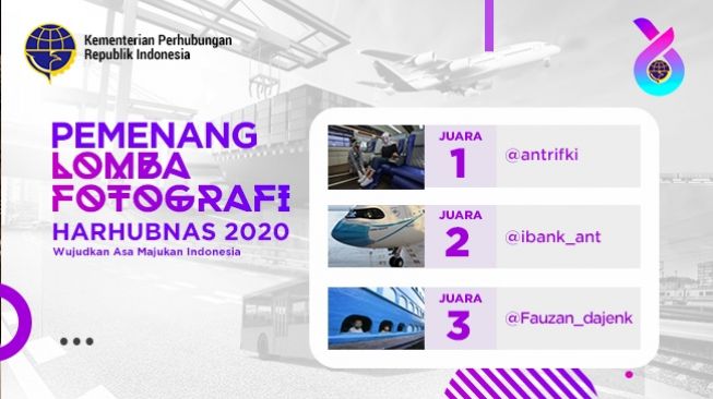 Para pemenang utama Lomba Fotografi Harbubnas 2020. (Dok : Kemenhub)