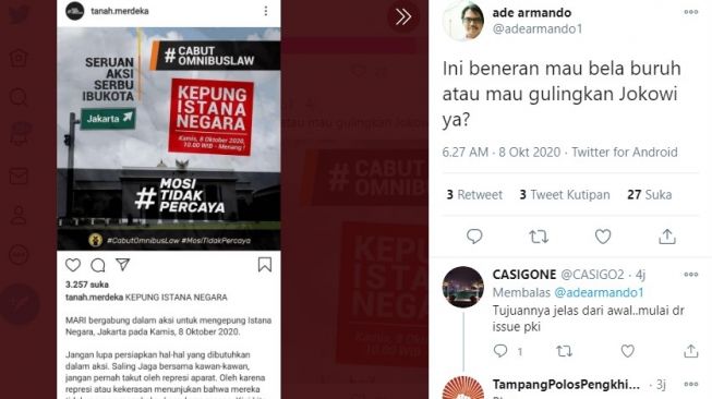 Poster demo tolak UU Cipta Kerja 