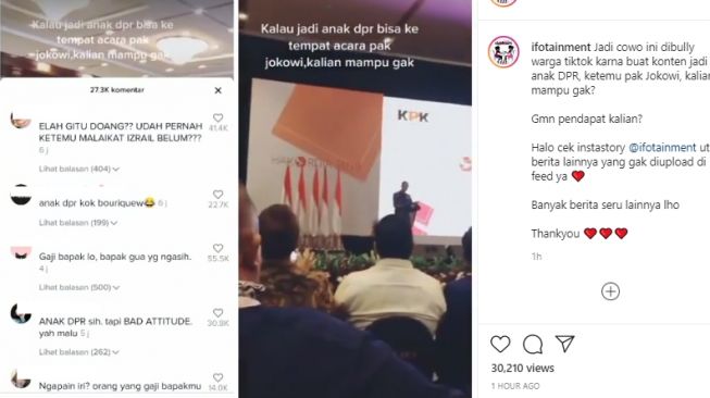 Pamer Ketemu Jokowi Karena jadi Anak DPR, Pengguna TikTok Dihujat Publik