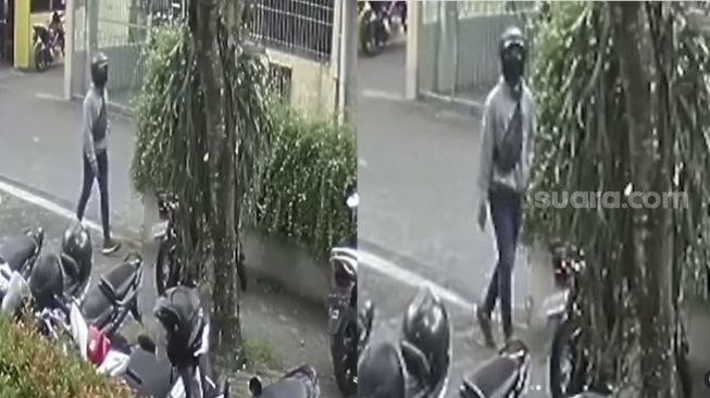 Terekam CCTV, Maling Helm Ketahuan Beraksi di Kantor SuaraJogja.id