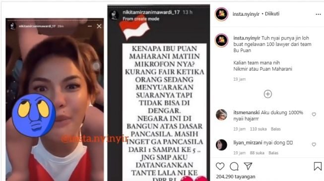 Unggahan soal Nikita Mirzani [Instagram/@insta.nyinyir]