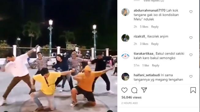 Video gadis menari bersama enak orang pemuda di Malioboro. - (Instagram/@wonderfuljogja)