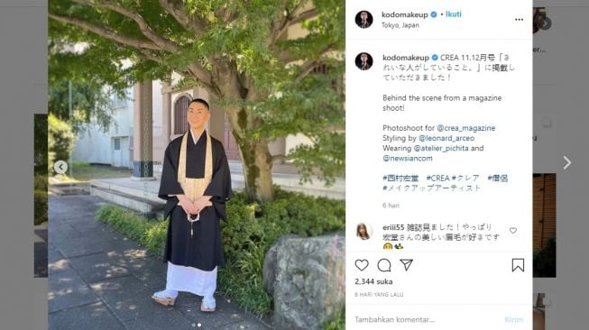 Kodo Nishimura saat menjadi biksu.[Instagram]