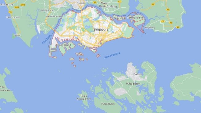 Peta Singapura dan Batam (Google)