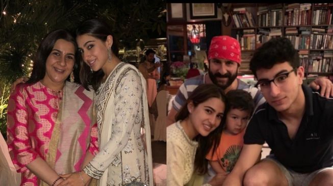 Mantan Istri Saif Ali Khan, Amrita Singh bersama anak-anak (Kolase Instagram)