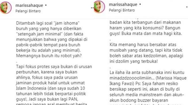 Marissa Haque said that the Job Creation Law could convert Muslims in Indonesia to religions, also known as apostates.