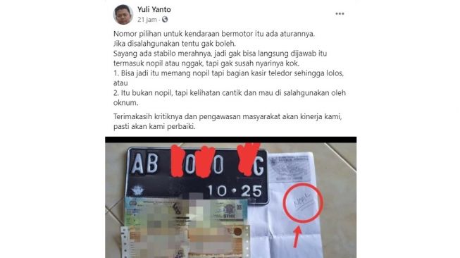 Kabid Humas Polda setempat memberikan jawaban terkait viralnya pemotor yang merasa dicurangi oknum (Facebook)