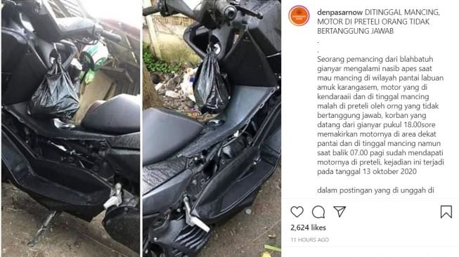 Deltabox Yamaha NMAX hilang dicuri setelah ditinggal mancing (Instagram)