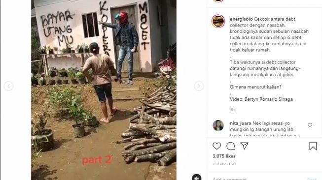 Video perselisihan antara debt collector dengan pemilik hutang. - (Instagram/@energisolo)