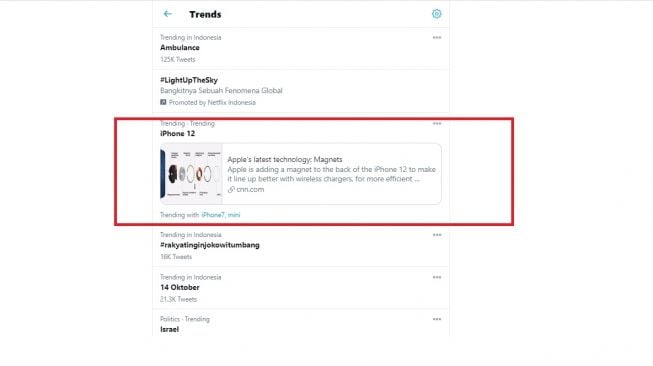 iPhone 12 trending topic. [Twitter]