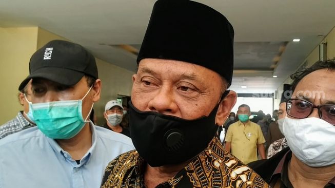 Ketua Presidium KAMI Gatot Nurmantyo di Gedung Bareskrim Polri. (Suara.com/M Yasir)