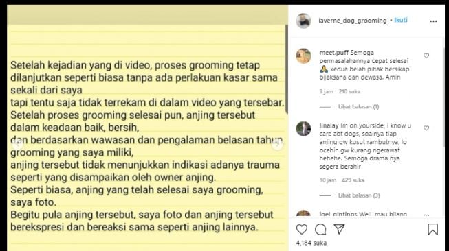 Viral Video Perlakuan Kasar Groomer ke Anjing Pelanggan, Ini Klarifikasinya