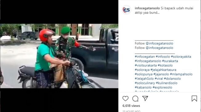 Video pria tua yang berdebat dengan petugas saat terjaring razia masker. - (Instagram/@infocegatansolo)