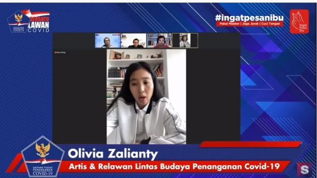 Olivia Zalianty dalam webinar Suara.com bertajuk “Jibaku Tenaga Kesehatan & Satgas Tangani Covid-19 di Lapangan”, Jumat, (16/10/2020). 