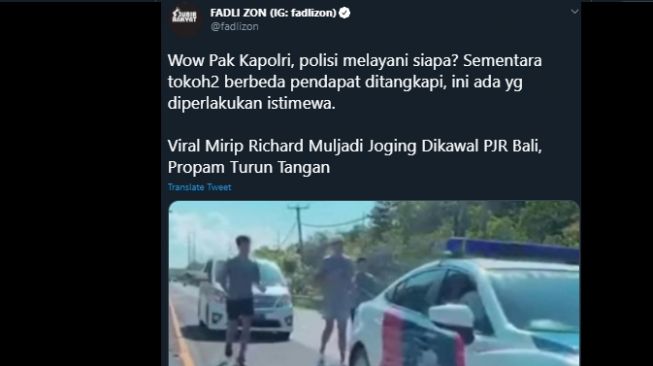 Orang Mirip Cucu Orang Tajir Joging Dikawal Polisi, Tengku Tanya Kapolri