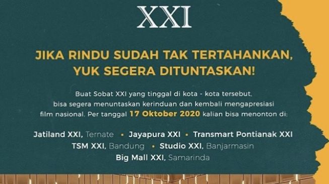 Terapkan Protokol Kesehatan, Cinema XXI Pontianak Hari Ini Mulai Beroperasi