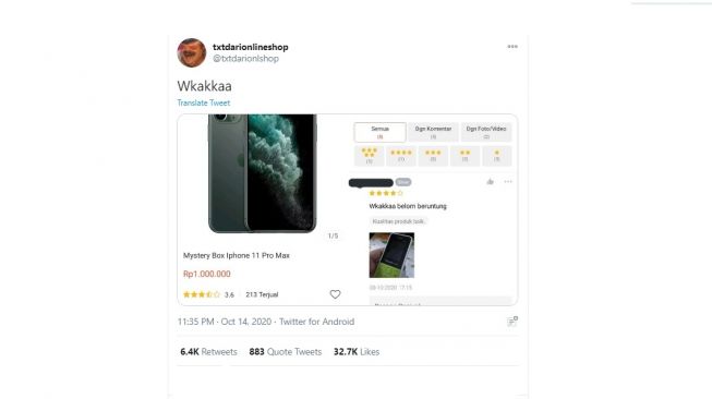 Review belanja online, beli iPhone 11 Pro Max dapat hal tak terduga. [Twitter]