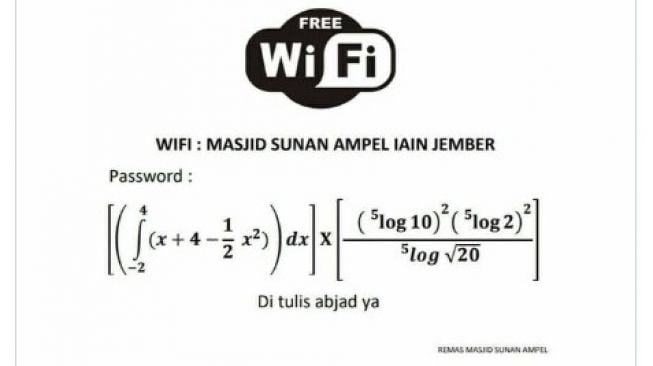 Viral Password WiFi Masjid Pakai Soal Matematika, Ada yang Tahu Jawabannya?