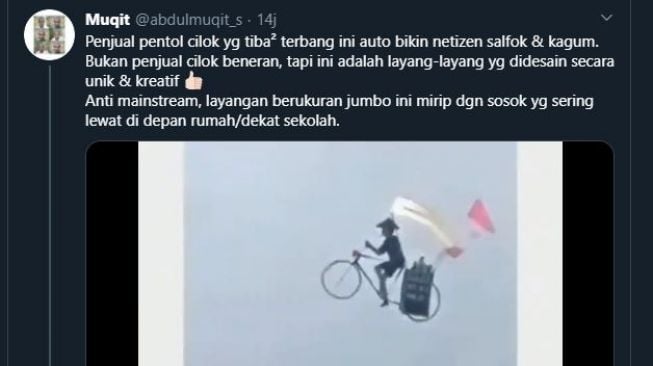 Video tukang cilok bisa terbang yang bikin warganet salfok. (Twitter/@abdulmuqit_s)