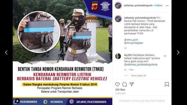 Plat nomor mobil listrik. [Instagram]