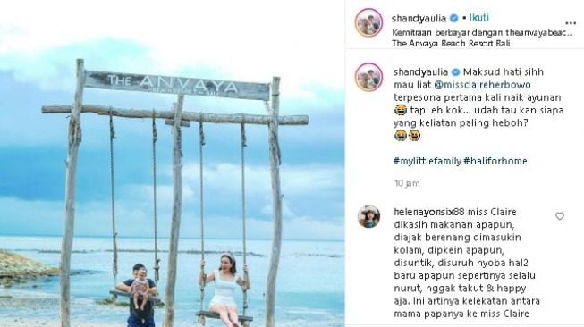 Shandy Aulia boyong keluarga pindah ke Bali. (Instagram/@shandyaulia)