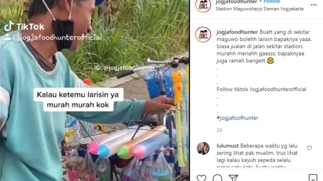 Video pak muslim tengah menunggu dan melayani pembeli di sekitar Stadion Maguwoharjo. - (Instagram/@jogjafoodjunter)