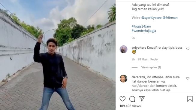 Video sekelompok pemuda goyang Kopi Dangdut di Alun-alun Selatan. - (Instagram/@Jogja24Jam)