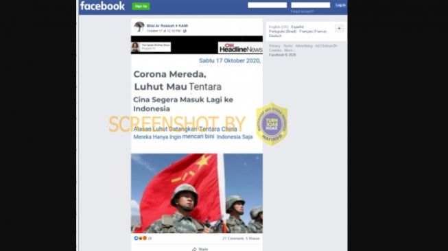 CEK FAKTA: Benarkah Luhut akan Masukkan Lagi Tentara Cina Jika Corona Reda?