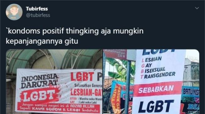 Beredar Spanduk Penolakan LGBT, Sebabkan Longsor, Gempa, Banjir dan Tsunami