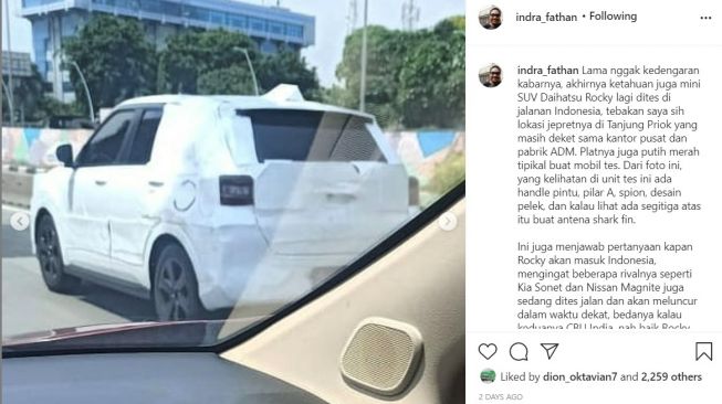 Penampakan secara detail mobil misterius berkamuflase (Instagram)
