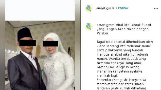 Istri labrak suami nikah dengan wanita lain. (Instagram/@smart.gram)