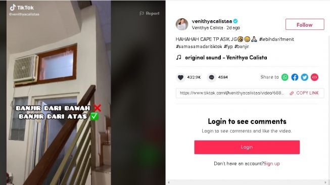 Bukan dari Bawah, Rumah di Video TikTok Ini Kebanjiran dari Lantai Atas