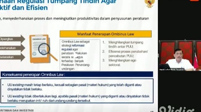 Luhut soal pencetus Omnibus Law. (Tangkapan layar Video.com)