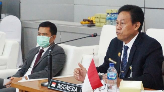 Sekretaris Jenderal Kementan, Momon Rusmono, dalam pertemuan dengan Menteri Kehutanan ASEAN (AMAF) ke-42, Kamis (22/10/2020). (Dok : Kementan)