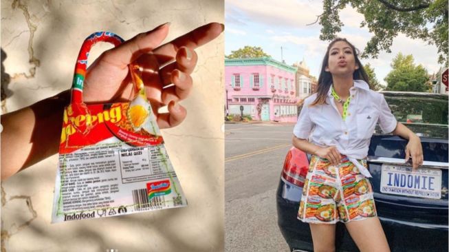 Kreatif! Warganet Ini Bikin Outfit dan Tas Mewah dari Bungkus Indomie