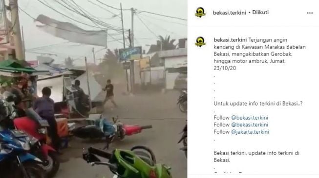 Angin puting beliaung di Bekasi. (Instagram/@bekasi.terkini)