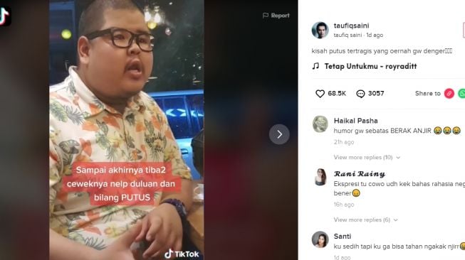 Pria curhat pacarnya tiba-tiba sebulan tak ada kabar. (TikTok/@taufiqsaini)