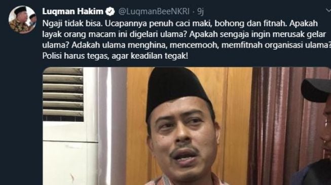 Politisi Luqman Hakim soal Gus Nur. (Twitter/@LuqmanBeeNKRI)