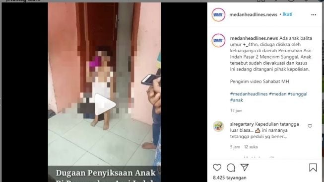 Video balita disiksa keluarganya. (Instagram/@medanheadlines.news)